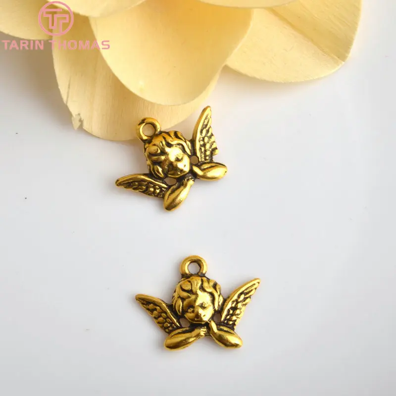 (3901)10PCS 20x11MM Antique Gold Color Plated Zinc Alloy Necklaces Pendants Angel Charms Diy Handmade Jewelry Findings Wholesale