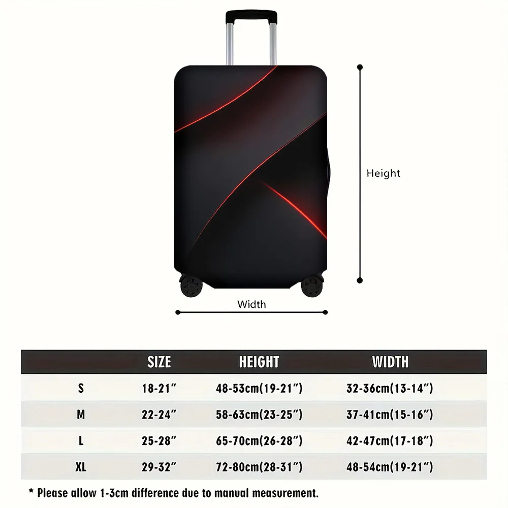 1-Piece Abstract Black and Red Line Print Luggage Cover for Luggage 18 – 32 Inches; Modern, Elastic Travel Accessory That Eff 6
