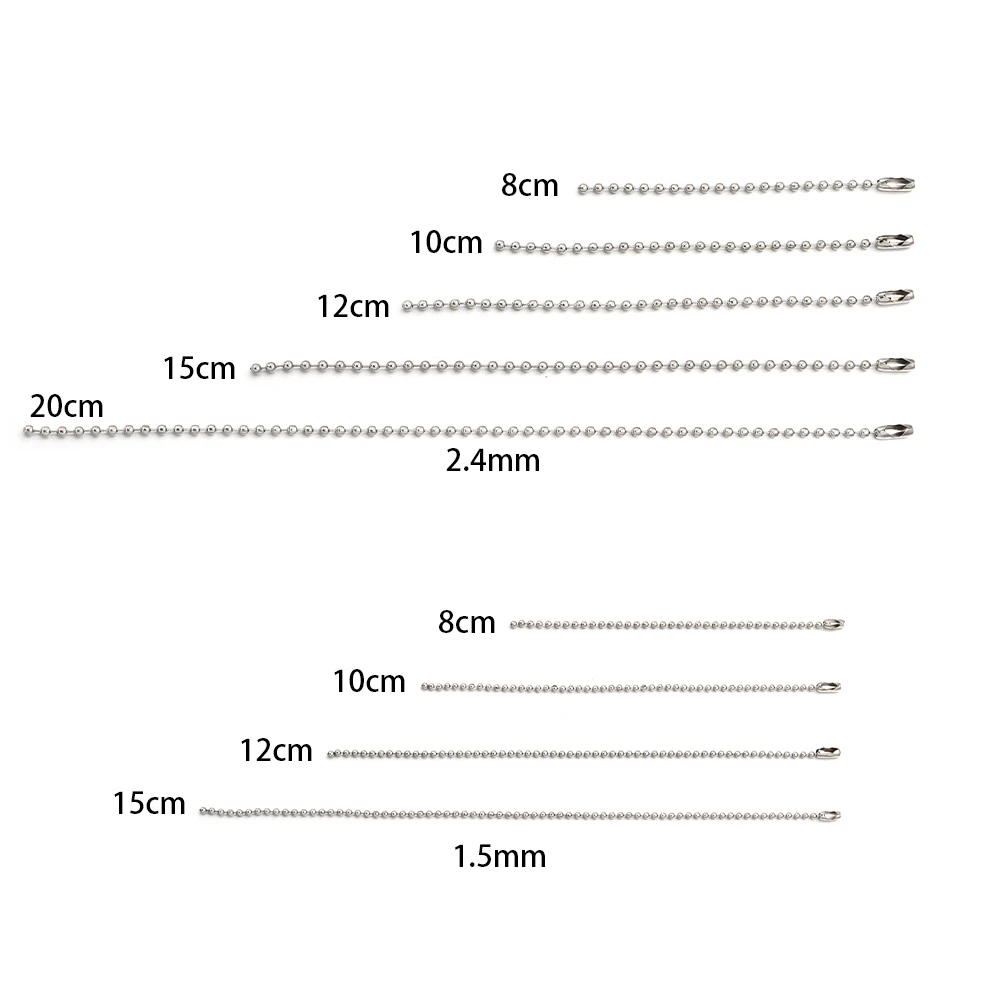 100pcs/lot Iron Ball Bead Chains Rhodium Color KeyRing Chain Label Hand Tag Connector Bulk Chains For DIY Jewelry Making image 5