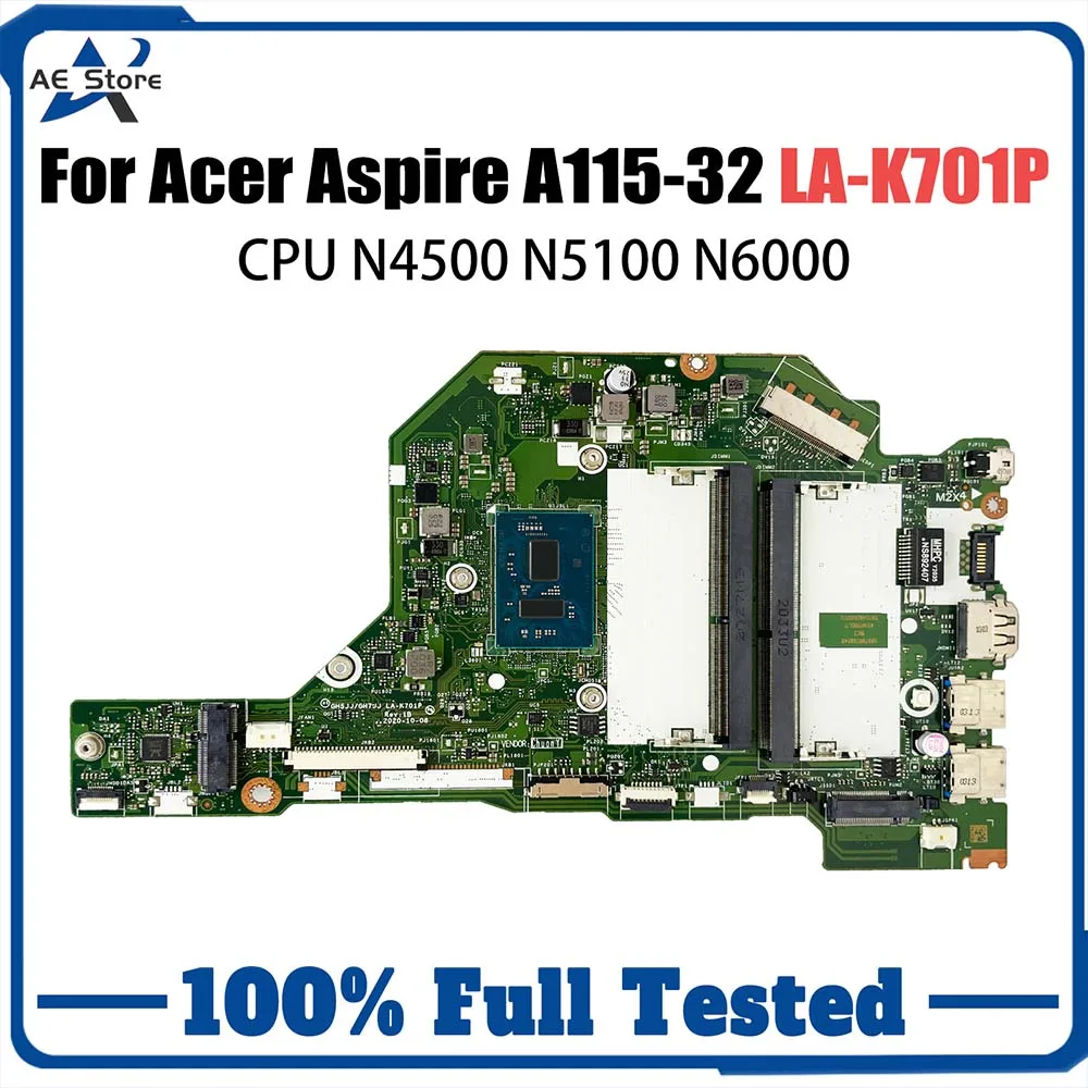 Mainboard For Acer Aspire A115-32 A315-35 N20C5 laptop motherboard GH5JJ/GH7JJ LA-K701P With N4500 N5100 N6000 CPU 100% Tested