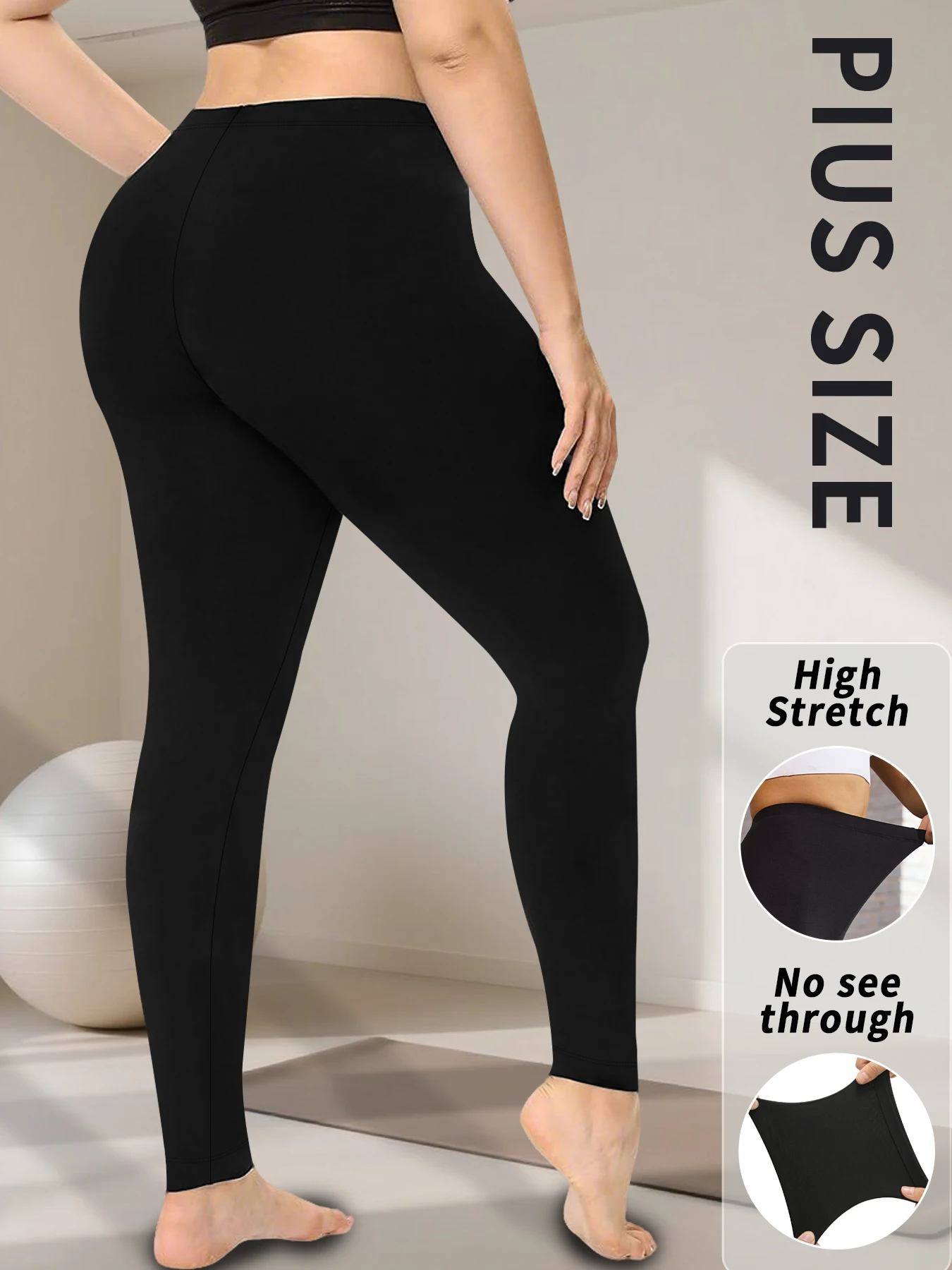 

Plus size Women'S Super Soft Leggings,High Stretchy No See Through Pants，for Casual Attire, All-Season