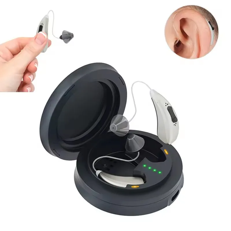 High end chip Bluetooth hearing aid audio amplifier, noise cancelling hearing aid controlled by APP, hearing loss hearing aid