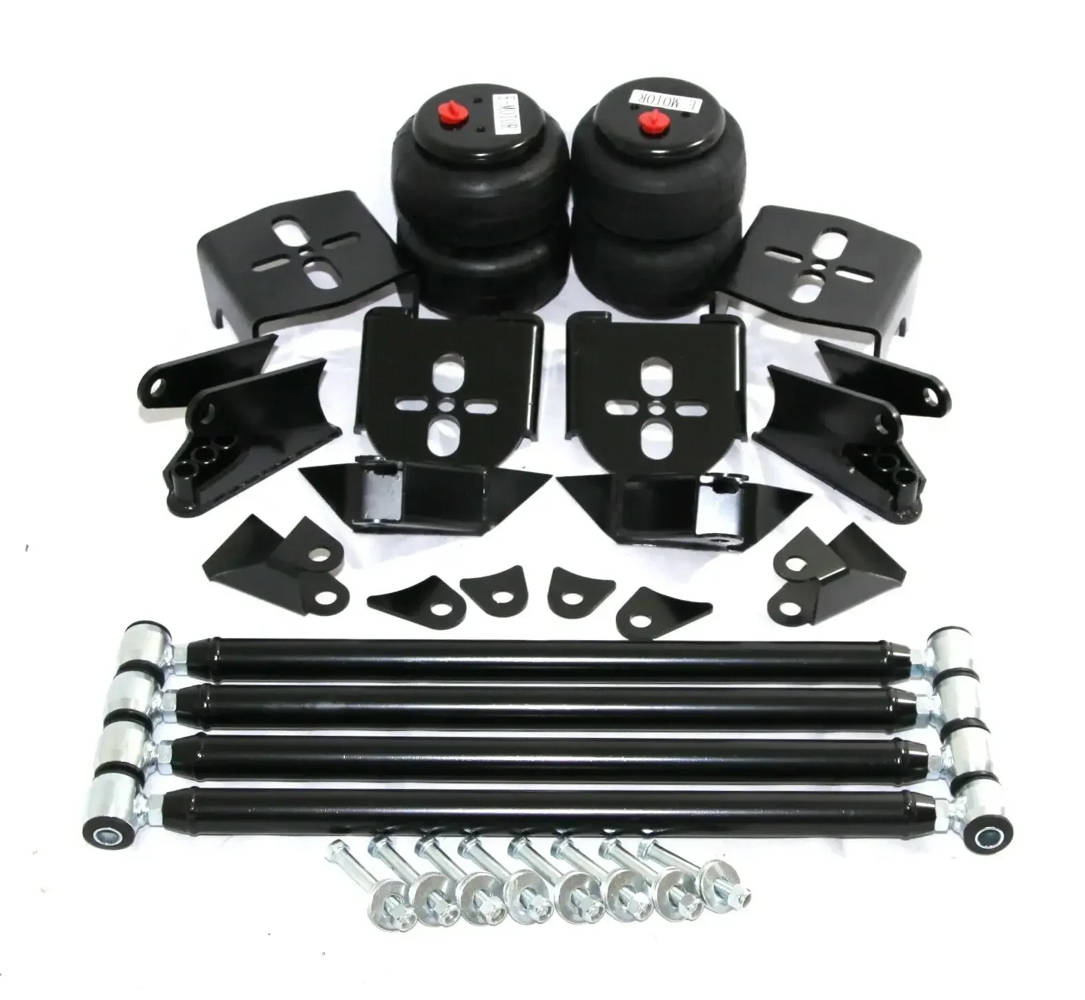 

2x 2600 фунтов. Воздушные подушки + приварная треугольная 4-звенная подвеска для оси 2,75 дюйма, резина + сталь