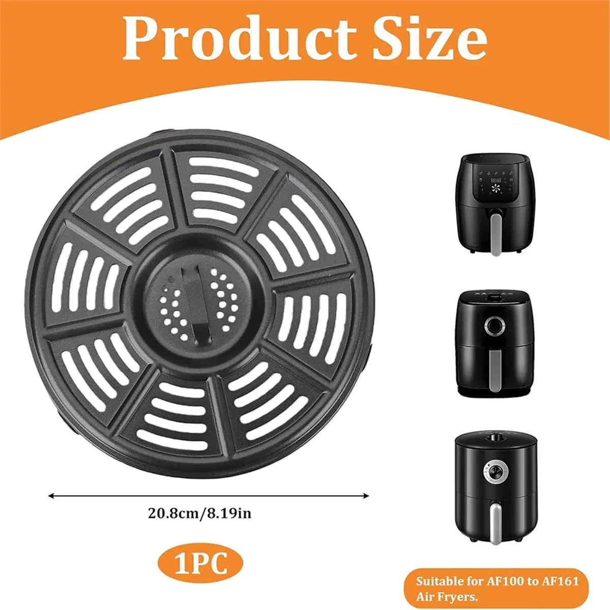Big Discount Air Fryer Replacement Tray for AF160UK 5.2L & AF100UK 3.8L, 8.2'' Round Food-Grade Accessory