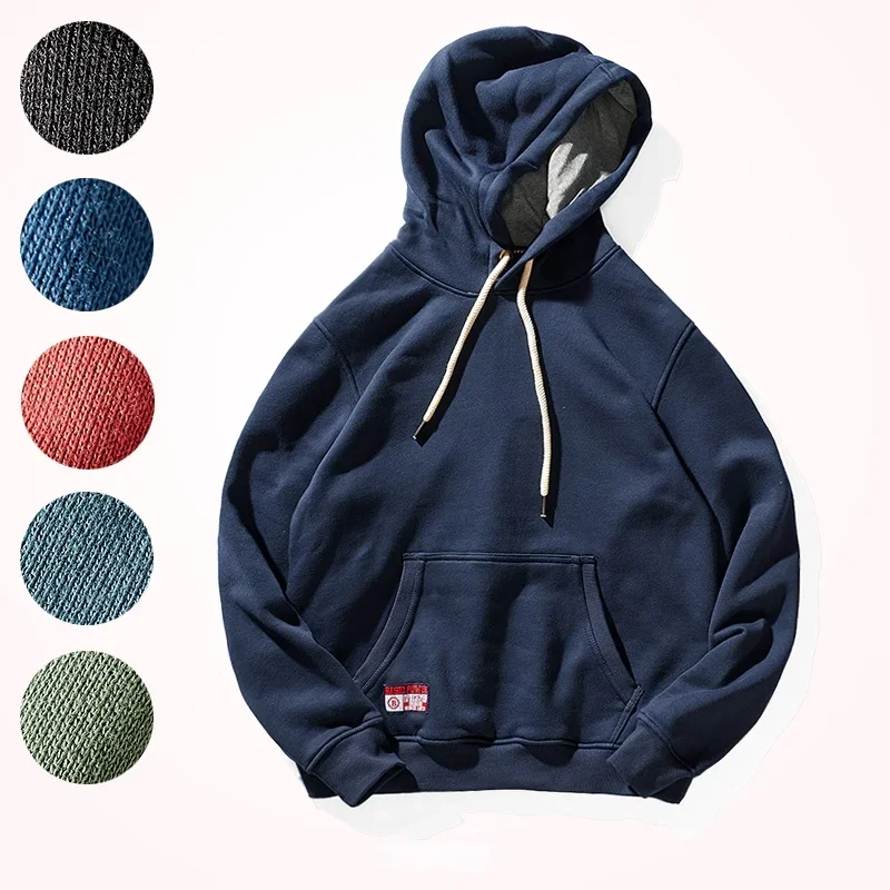 Hooded Pullover Men's Fashionable Solid Color Multi-Color Sports Top Loose Fleece Thick Coat Autumn and Winter Couple