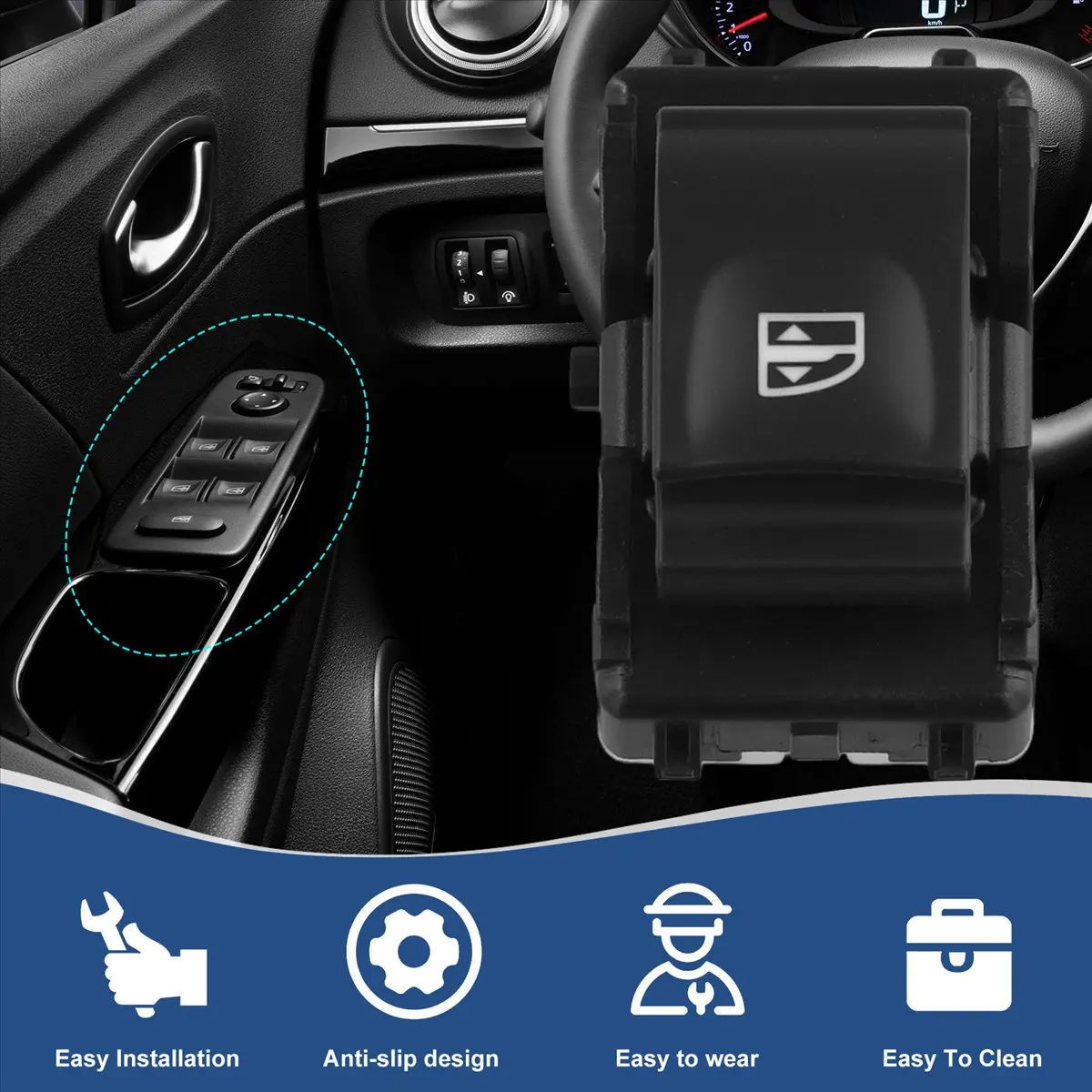 #78P (Black)254217475R Car Power Window Switch Single Button For Renault Captur,Automotive Parts & Accessories