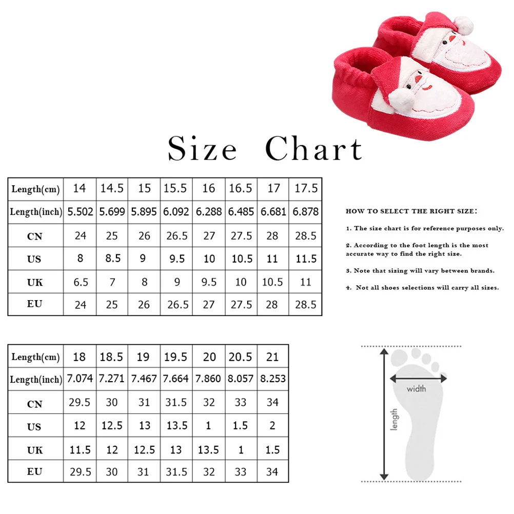 زوج واحد من أحذية الشتاء للأطفال، أحذية دافئة من القطن لعيد الميلاد لمرحلة ما قبل المشي، أحذية أرضية ناعمة للأطفال الصغار مريحة للتنفس