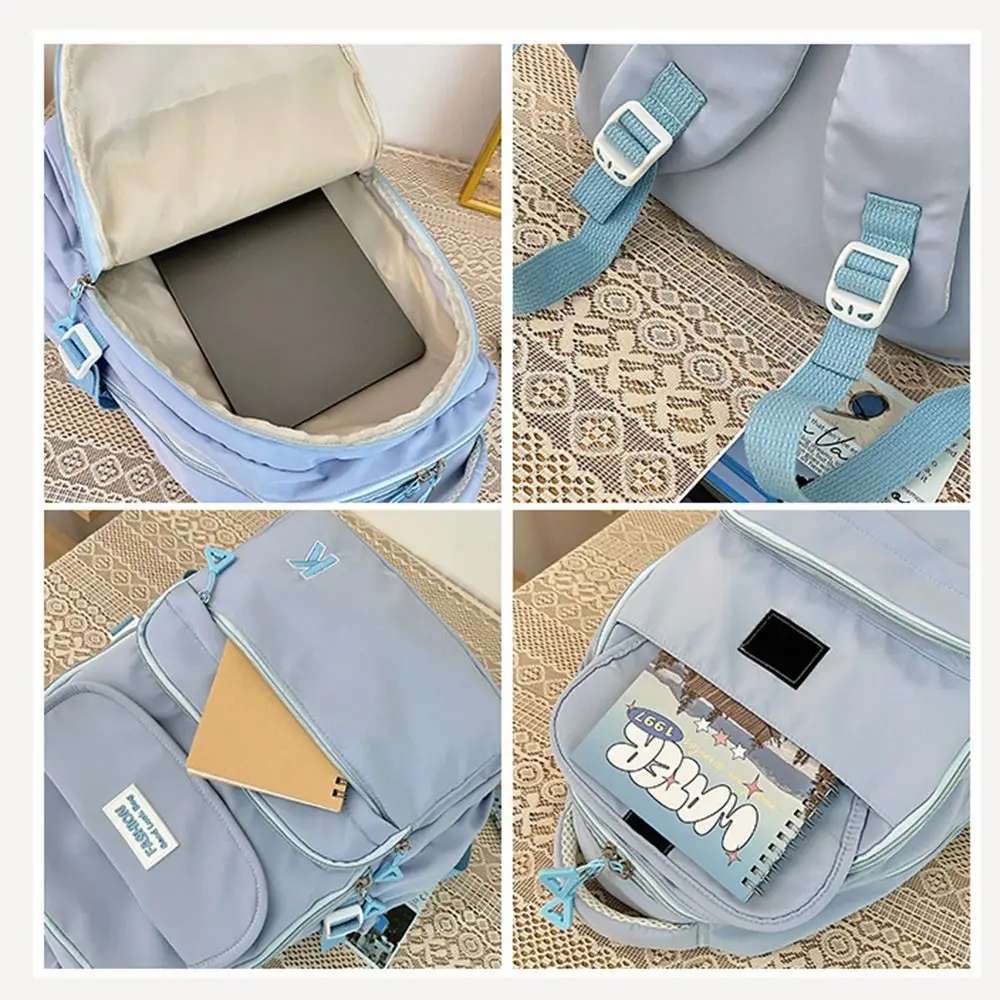 Korean Students School Bags Lightweight Waterproof College Student Backpack Zipper Closure Adjustable Straps Girl's Backpack