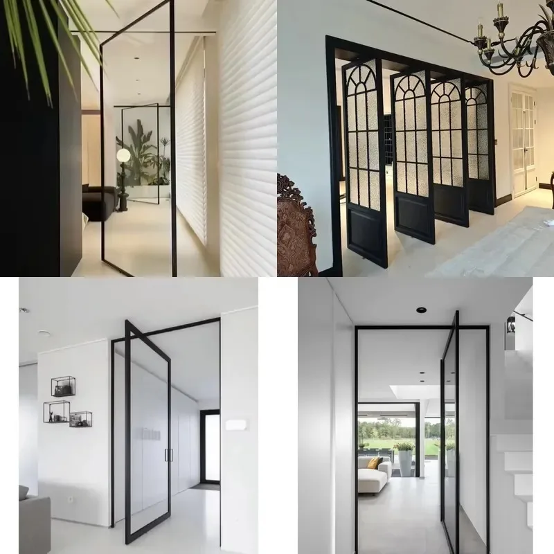 Custom Steel Revolving Door Modern Style Soundproof Waterproof Double Glass Insulated Frame Exterior Residential Commercial