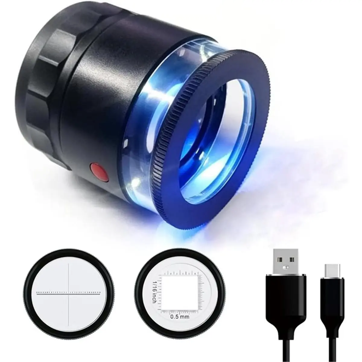 HAPPY EVER Rechargeable Loupe 10x Jewelers Loupe Magnifier with UV and LED Lights, for Gemstones Identification