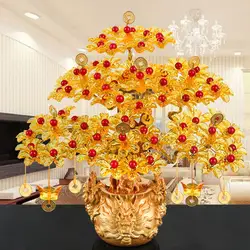 Good Luck DIY Money Tree Feng Shui Wealth and Luck Prosperity Lucky Crafts Bonsai Statue for Table Office Shop Wedding Decor