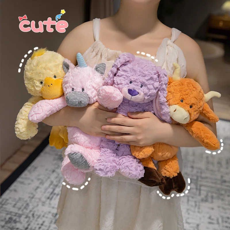 Cartoon Fluffy Duck Cow Rabbit peluche Cute Unicorn Animal Doll regali di compleanno di natale