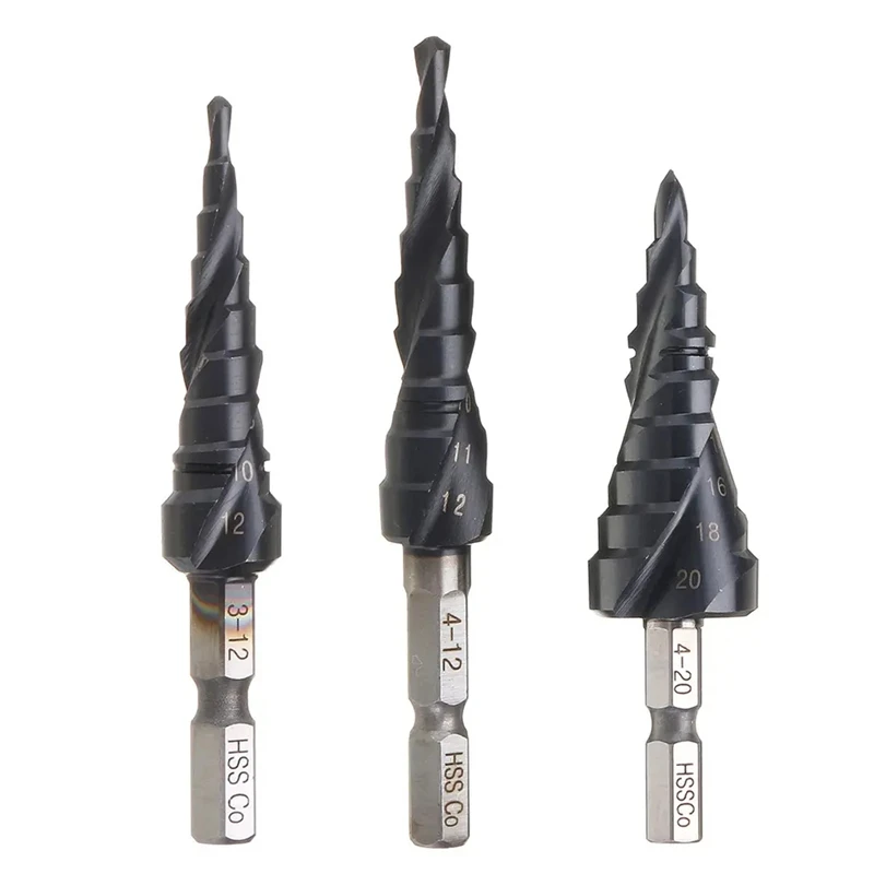 M35 Cobalt TiAlN Coated Step Drill Bit 1/4 Inch Hex Shank High Speed Steel Metal Drilling Hole Opener For Stainless Steel