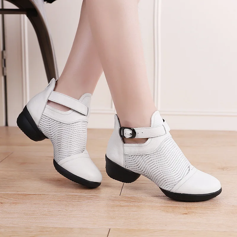 Women Net Surface Dance Shoes Girls Casual Shoes High Heel Dancing Shoes Ladies Outdoor Modern Jazz Square Dance Shoes