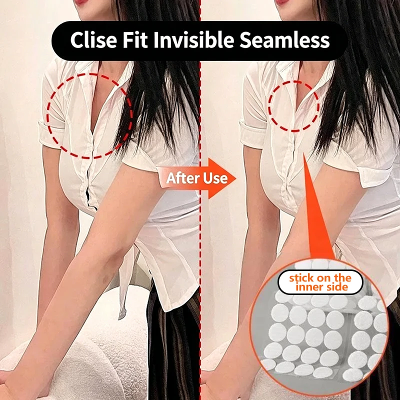 Self-Adhesive Anti-Exposure Tape Dots, Invisible No-Sew Fasteners For Shirts & DIY Crafts, Fixed Sticker Hook And Loop Tape