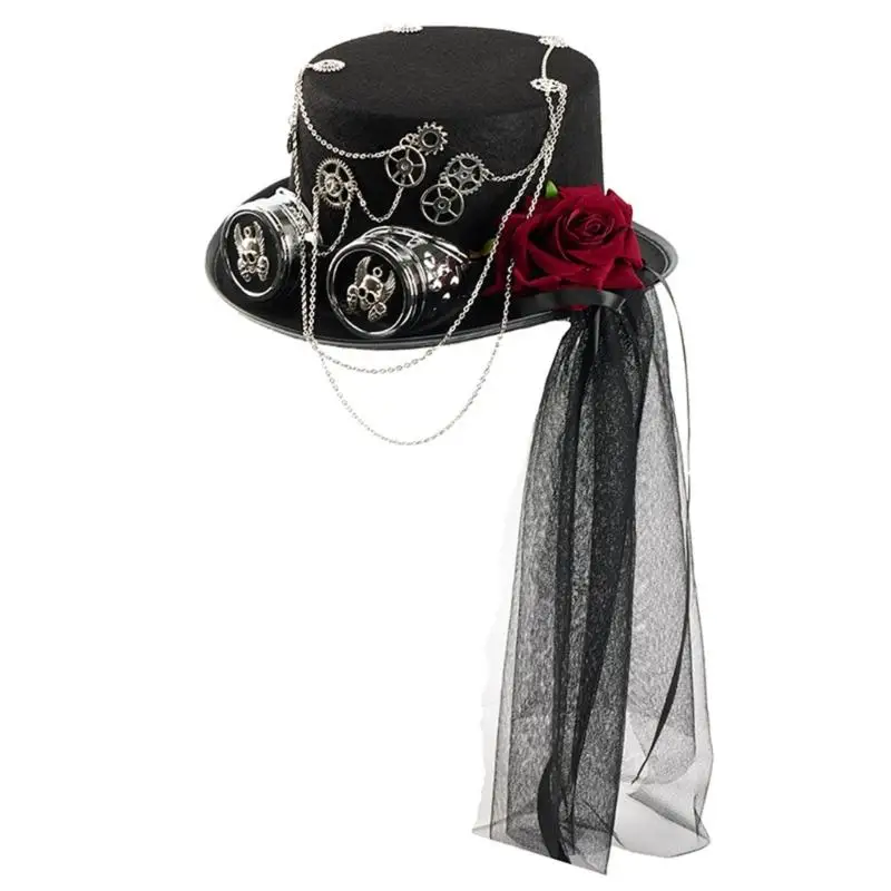 652F Adjustable Steam Gothic Top Hat For Theme Parties And Halloween Cosplay Event