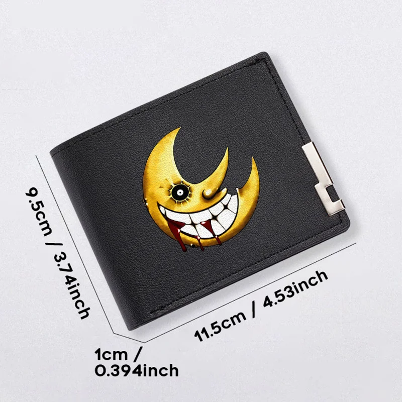스마일링 문 디자인 PU 가죽 지갑 미니멀리스트 비즈니스 스타일 가볍고 내구성 있는 남성용 일상 사용