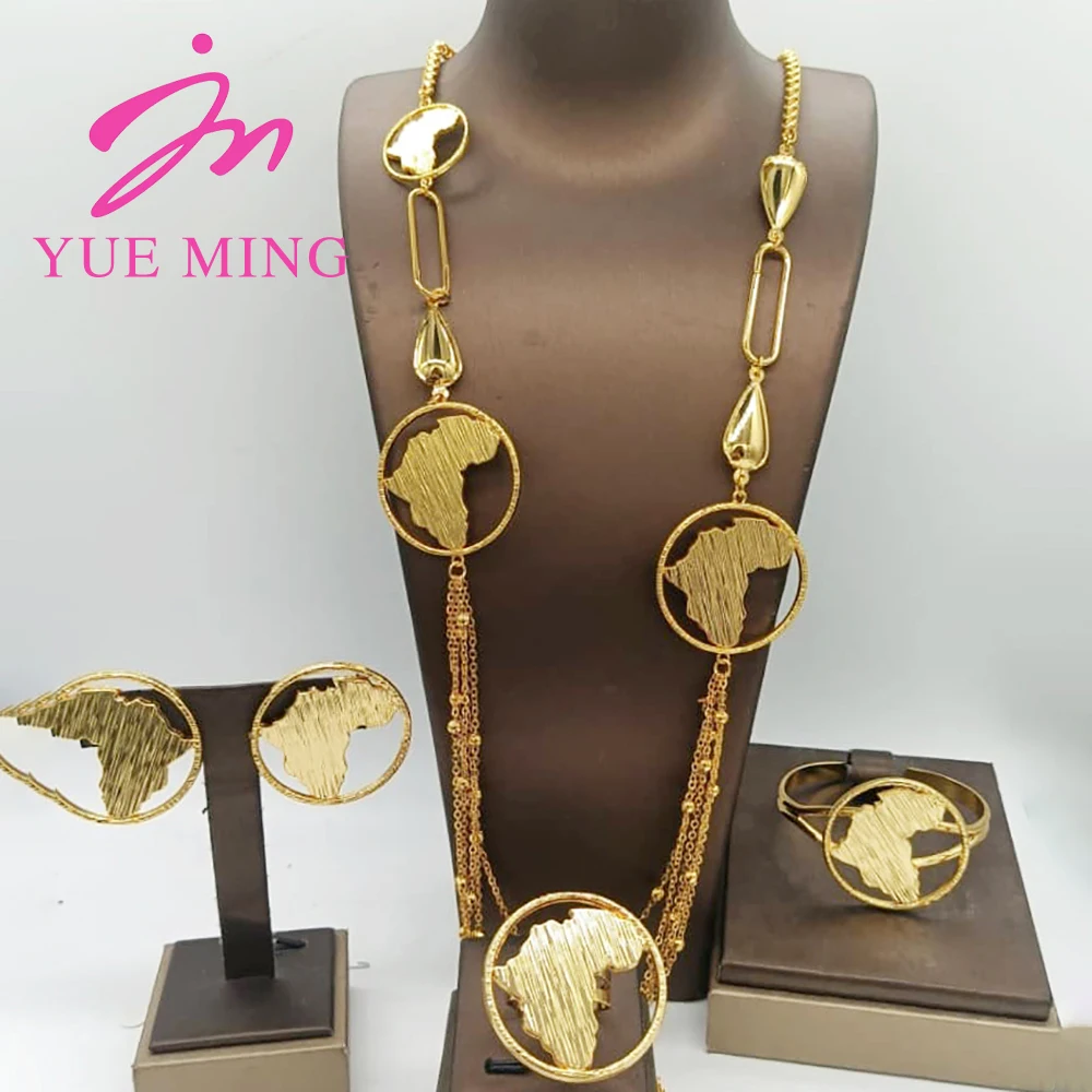 Women's Five Layer Trendy Long Chain Necklace Cuff Bangle Set