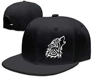 Adult SnapBack Caps Tribal Wolf Howl Adjustable Hip Hop Flat Brim Baseball Cap Black Winter Hat Women Men