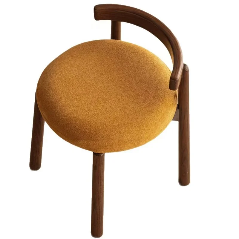 #Wooden dining chair, simple round backrest, dressing stool, catering design, home, designer makeup stool, stool, antique furnit