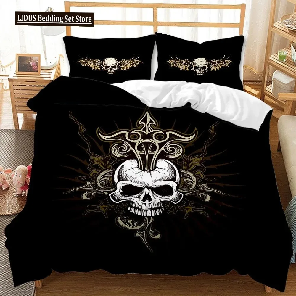 

Skull Duvet Cover Set Halloween Men Horror Gothic For Boys Teens Adults Twin Bedding Set Queen King Size Polyester Qulit Cover