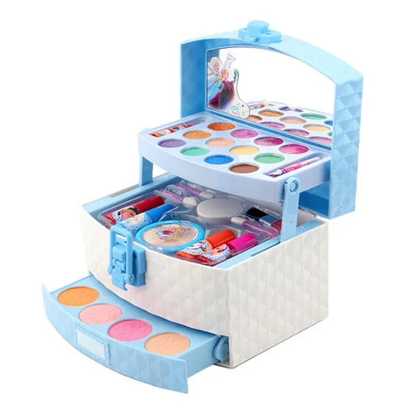 New Disney girls frozen 2 elsa anna princess Makeup suitcase Toys set Cosmetic case snow White Makeup Box Set kids Toy Gift