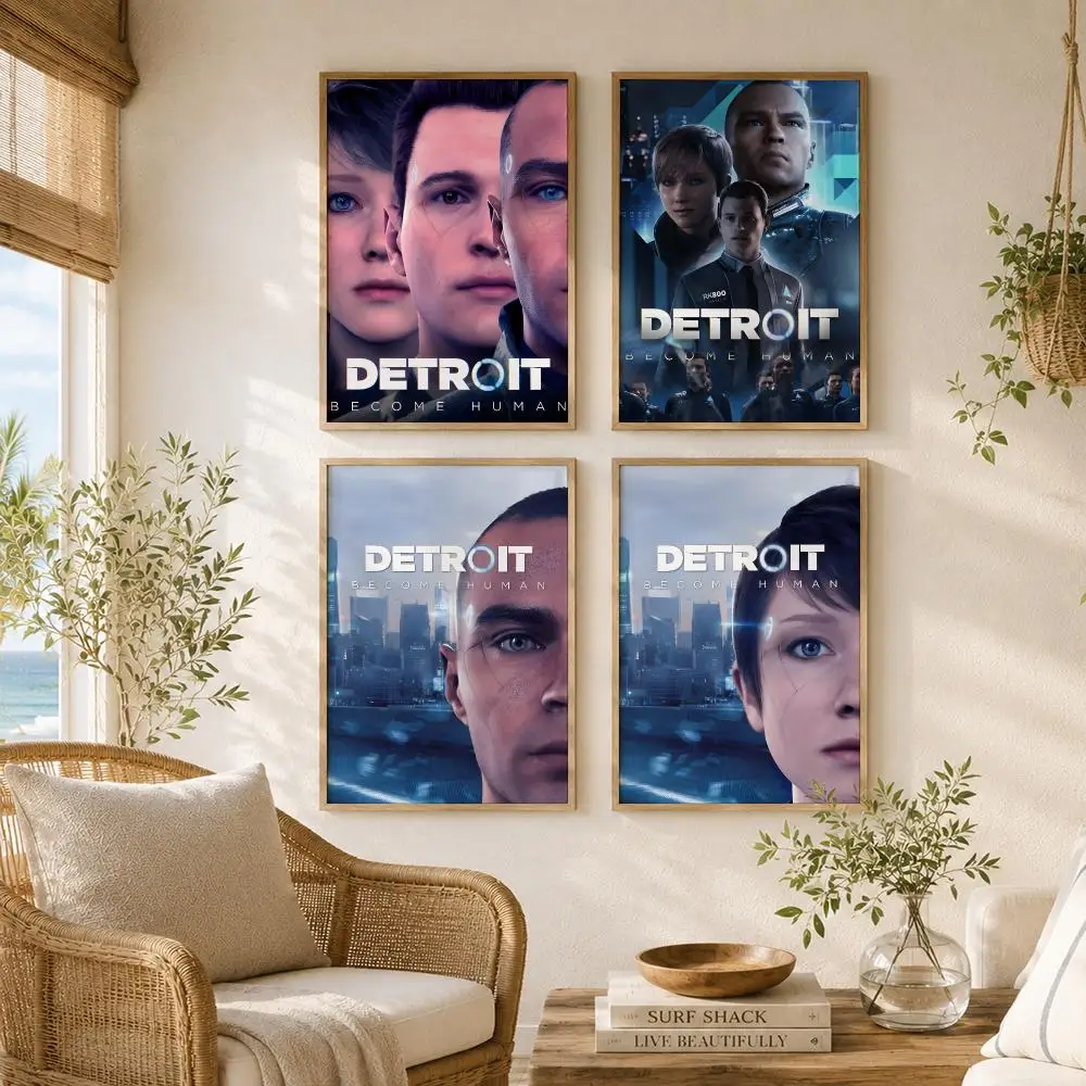 Game D-Detroit Become Human Painting Calligraphy High-Quality Canvas Wall Mural Crease-Free For Living Room Bedroom Interiors