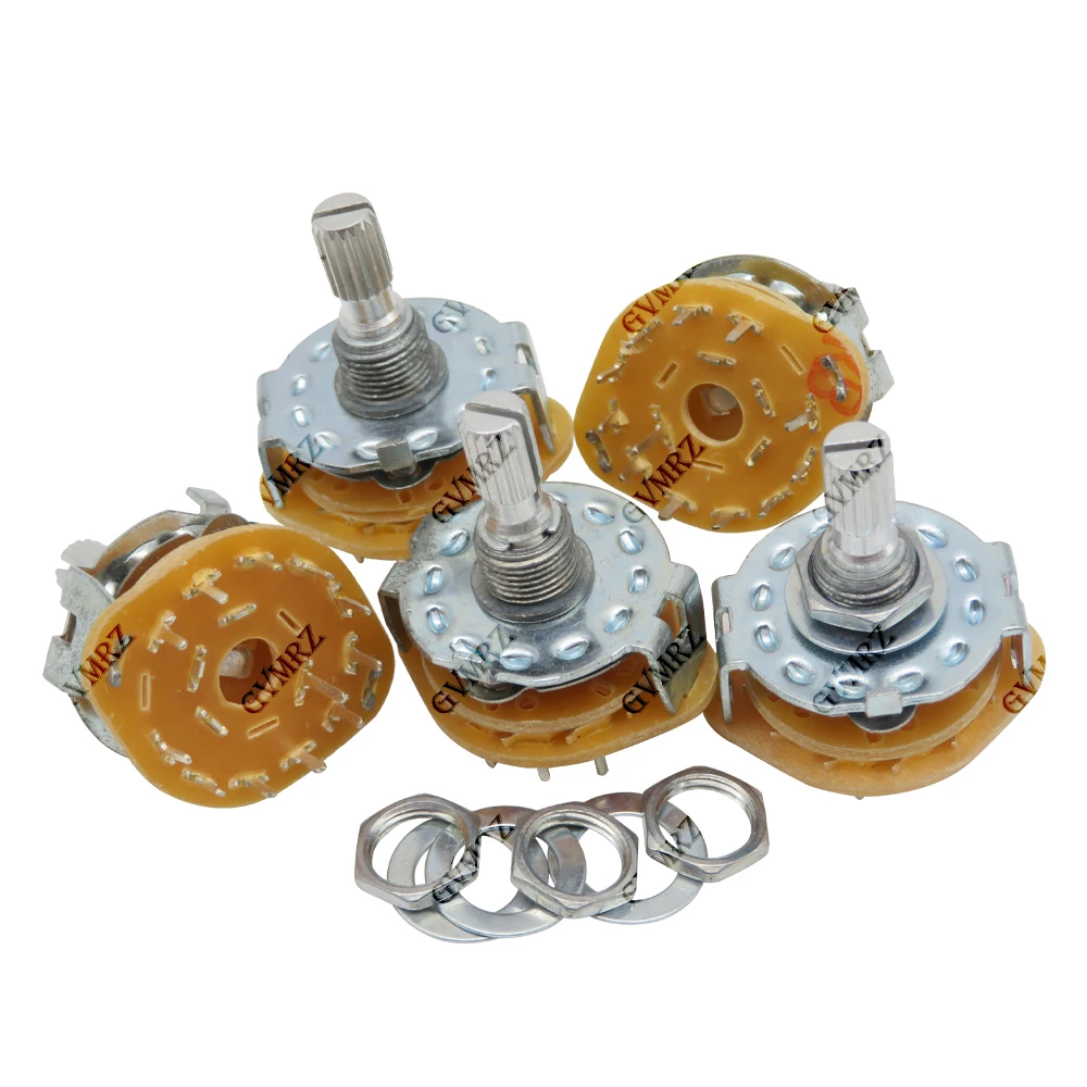 2P4T 1P11T 3P4T 4P3T RS25 Rotary Band Switch 2P5T 2P6T 3P3T with Mounting Screw & Washer