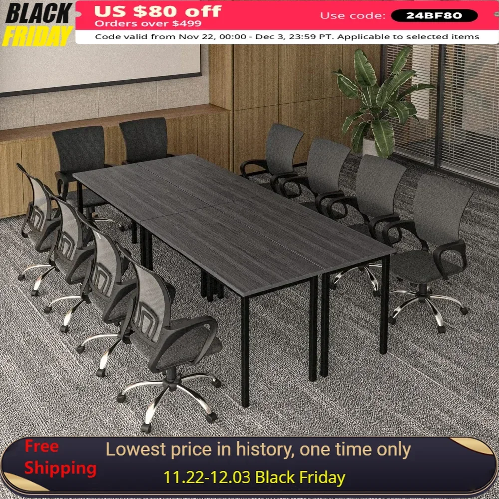 

8FT Conference Table with 10pcs Chairs Set for Conferenc Room Meeting Room Office, 94.4"x47.2"x29.5" Set of Conference Table