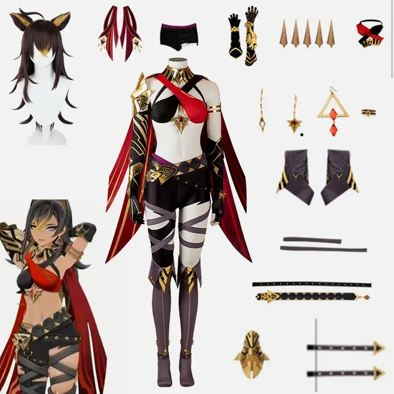 Game Genshin Impact Dehya Cosplay Costume Sumeru Genshin Impact Cosplay Dehya Wig Anime Sexy Party Halloween Costume Woman