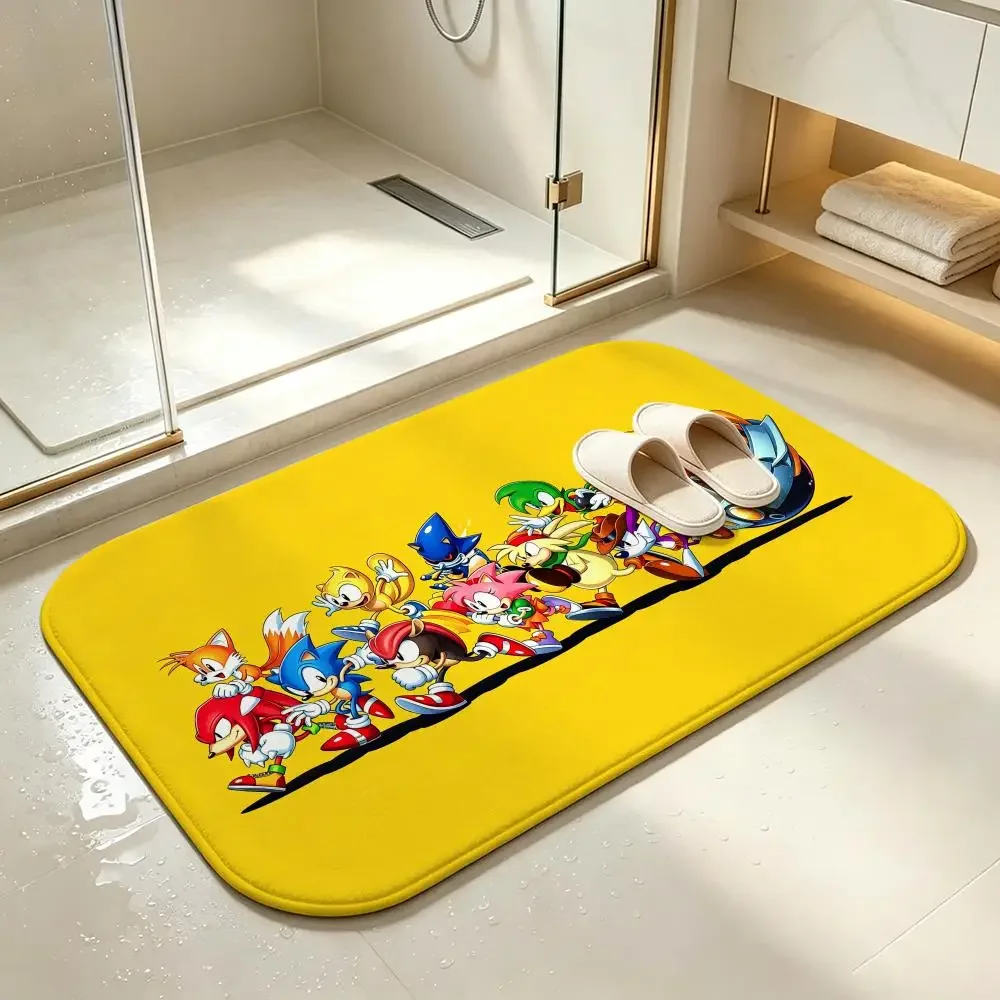 Game-Sonic the HedgehogS Floor Mat Bedroom Carpet, Bathroom Foot Mat, Doormat, Non-Slip Absorbent Multi-Use