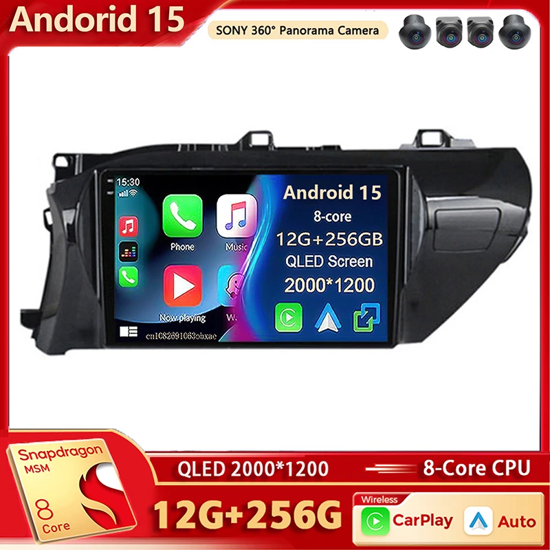 Radio Multimedia para Auto Android 16 Qualcomm para Toyota HILUX REVO VIGO IMV 2016-2017, Reproductor de Auto con Carplay, Estéreo para Auto con DSP, wifi+4G