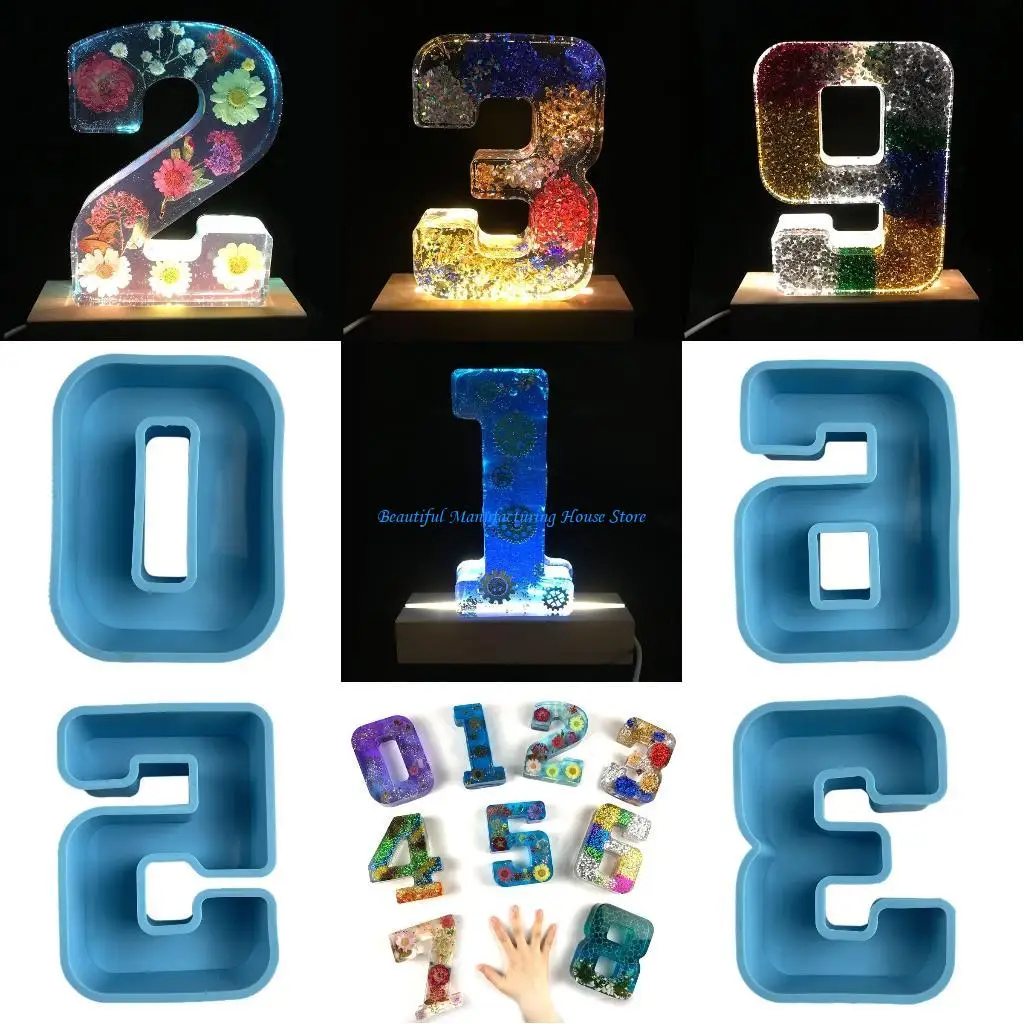 

E56A Large Size 0-9 Numbers Cake Mold Baking Forms Plaster Pastry Silicone Mould DIY Crafts Anniversary Decorating Tools