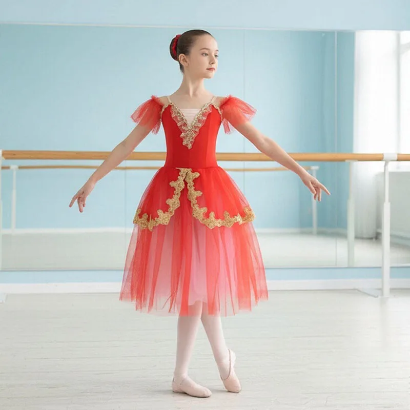

Girls Swan Lake Ballerina Modern Dance Clothes for Kids Professional Romantic Child Ballet Tutu Dress