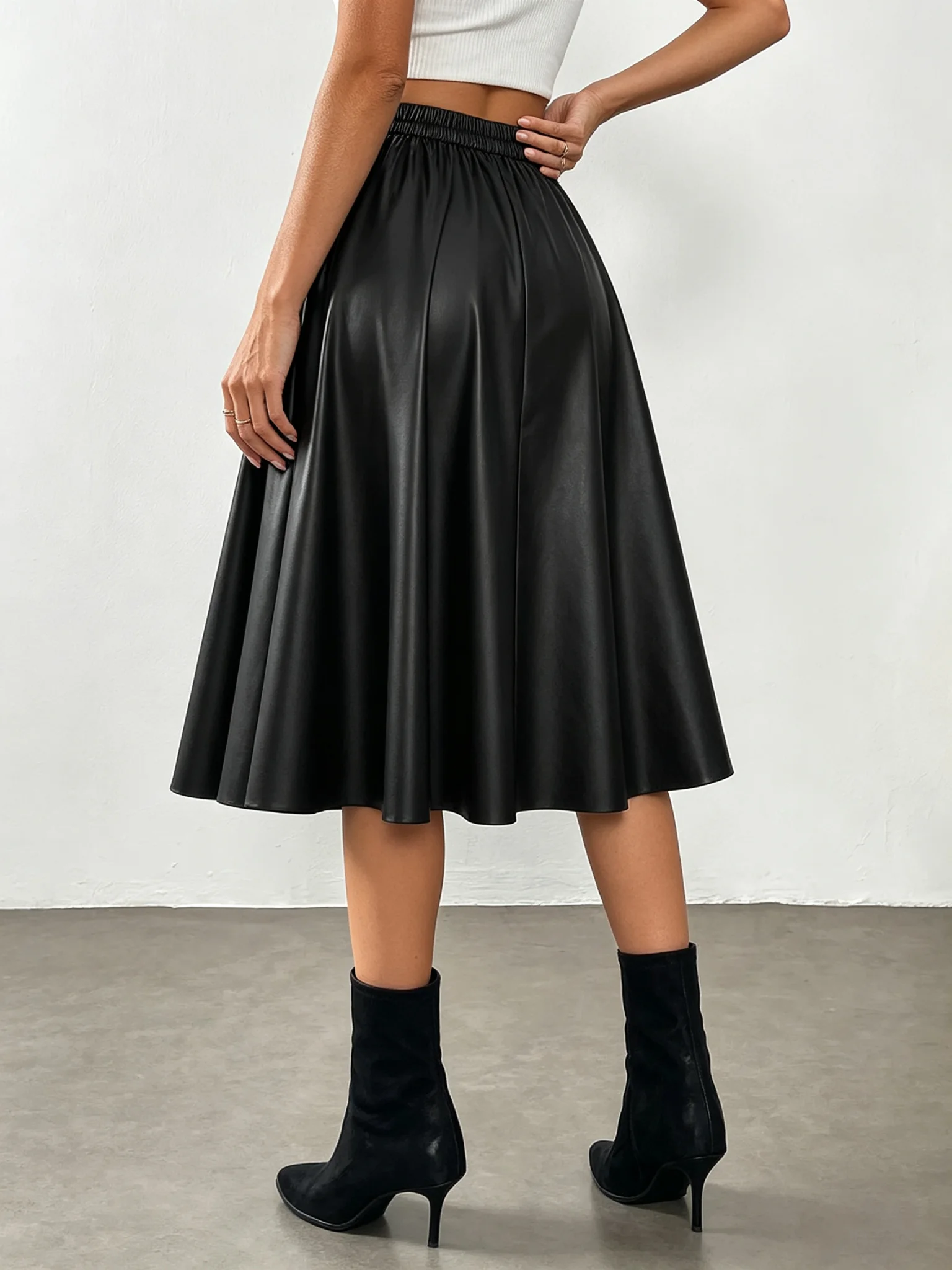 Women Early Fall Elegant Casual Loose Long Sun Skirt Solid Minimalist Vintage Office Work Date Daily Wear