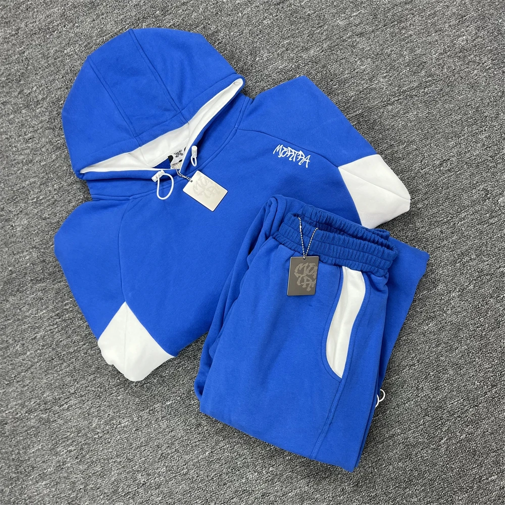 

Уличная одежда Mertra Blue Комплект Вышитый лоскутный пуловер Мужчины Женщины Толстовка унисекс из плотной ткани