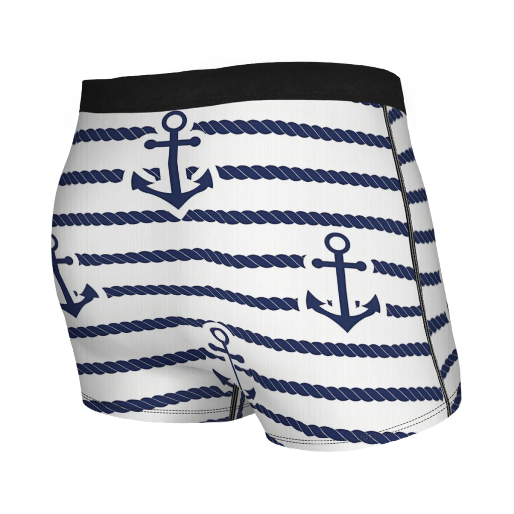 Nautical Blue Anchor Pattern Nautical Boat Rope Stripes Navigation Underpants Cotton Panties Male Underwear Comfortable