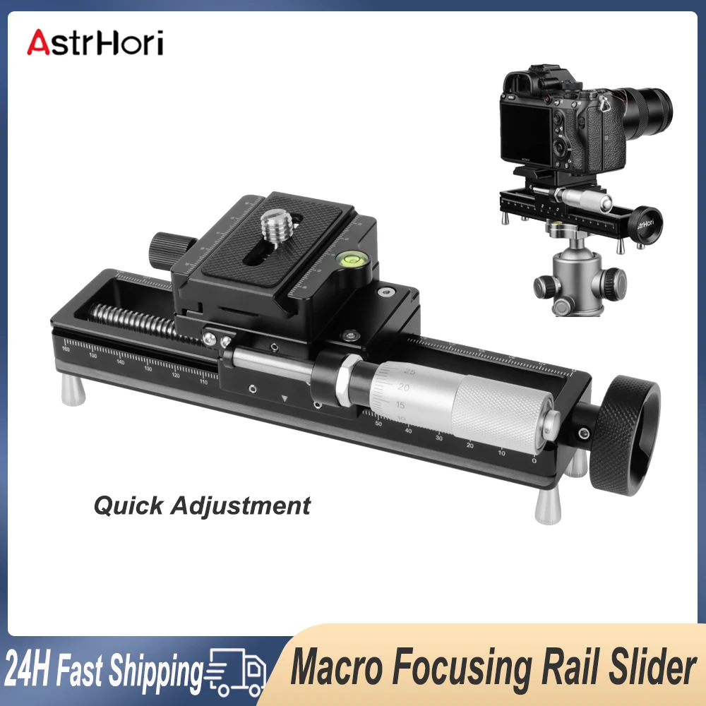 

AstrHori Quick Adjustment Macro Focusing Rail Slider Anti-shake with 360° Rotating Clamp for Camera Video Monitor Live Streaming