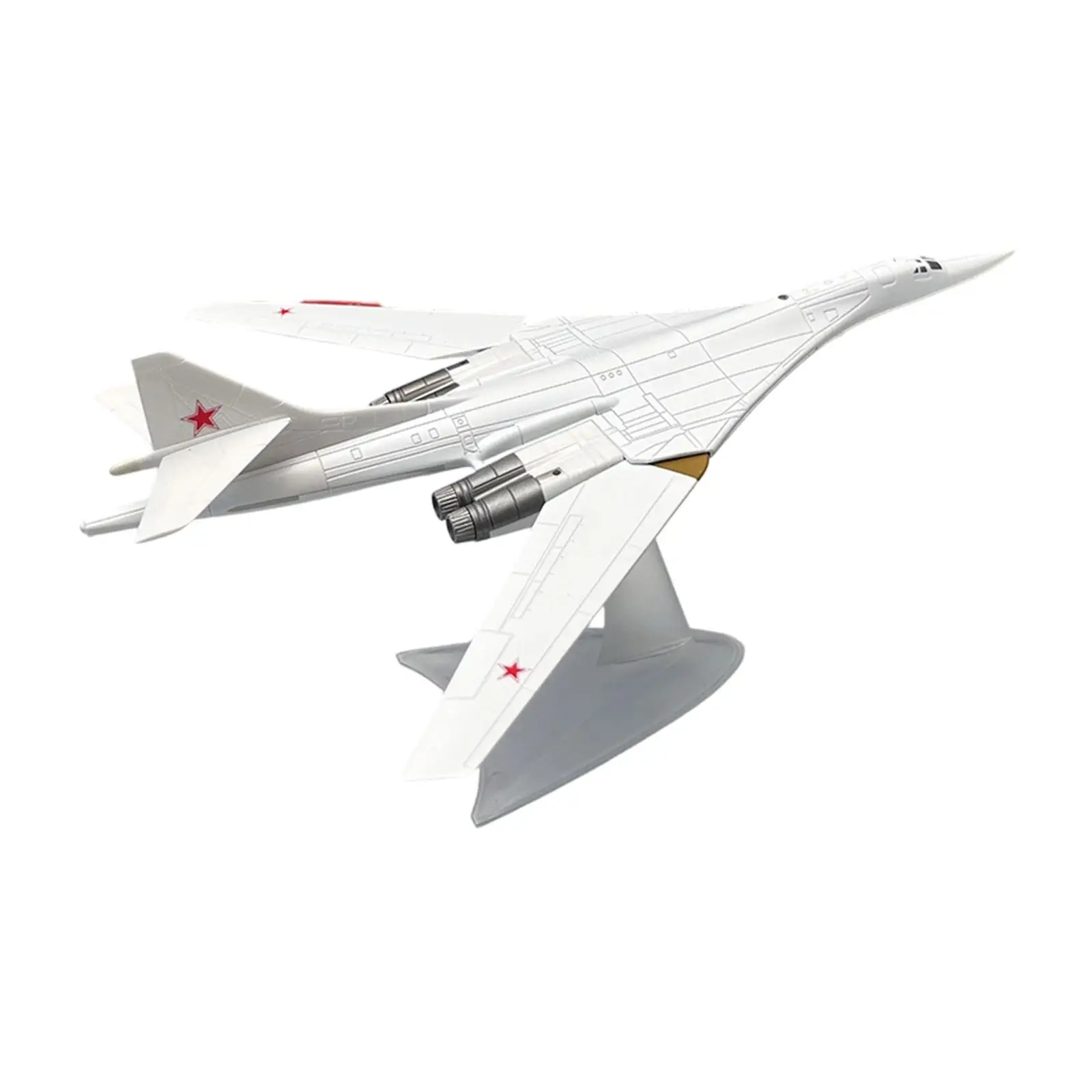 1/200 Scale TU160 Fighter Model Toy Collectibles Realistic Attack Model for Bar Bedroom Bookshelf Home Office