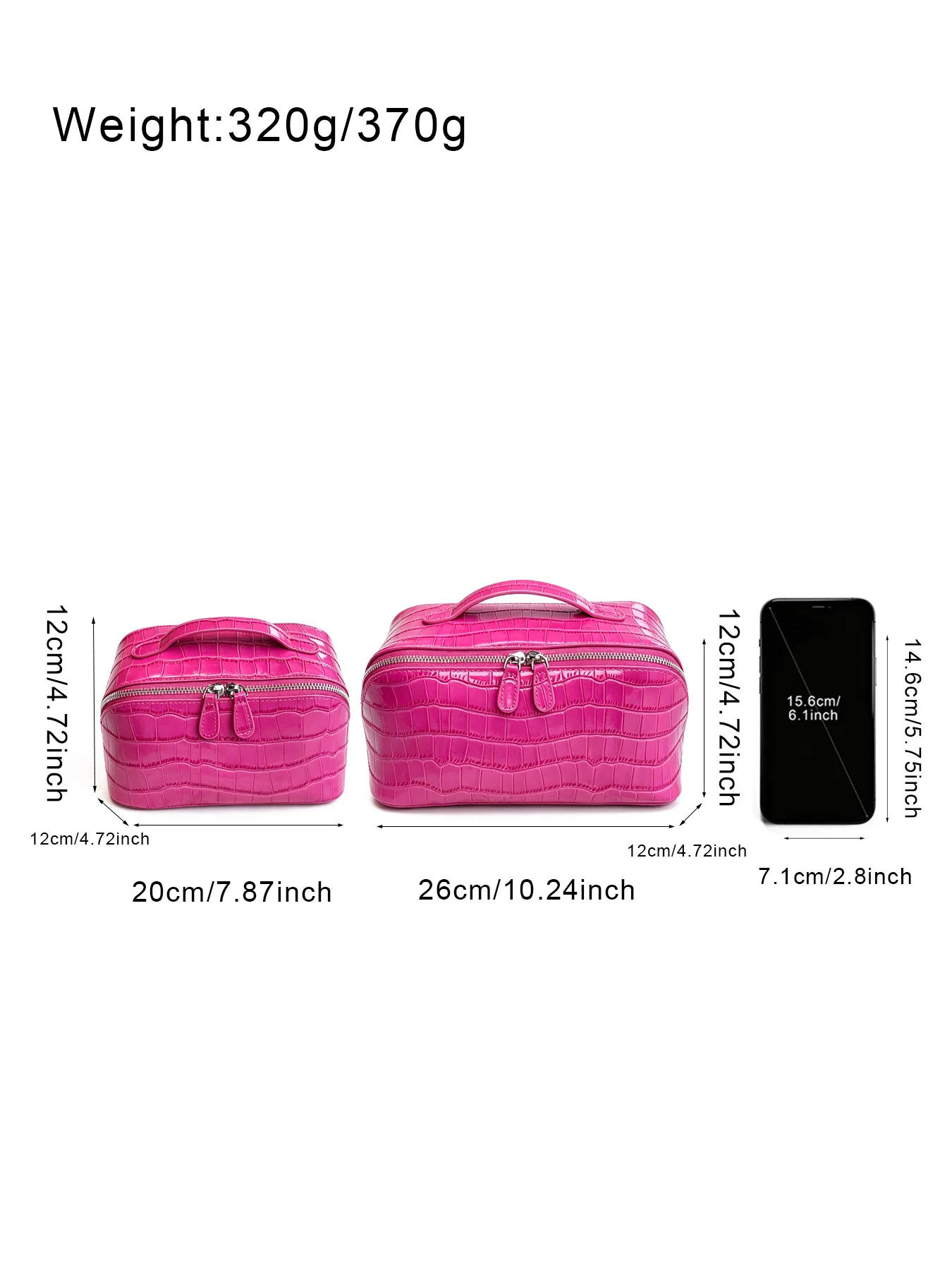 Neue Rosenrote Echte Krokodilleder-Textur Kosmetiktasche Große Kapazität Reise-Tragbare Handtasche Organizer Make-up-Tasche Etui – Detail 4