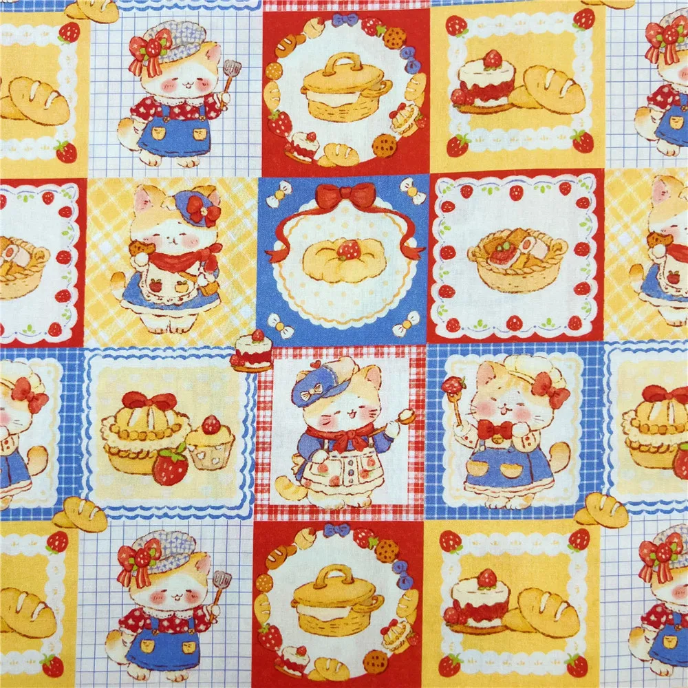 wide145cm Cute animal bread Cotton poplin Fabric dress Printed Fabrics DIY Needlework Apparel baby Dress Sewing