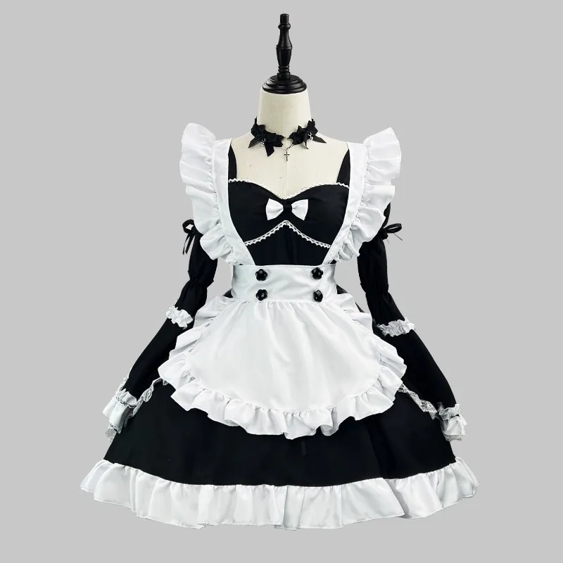 

New Black Cute Lolita Maid Dress Cosplay Costume Performance Girl Dress Trending Suit for Halloween Maid Party Halloween Costume