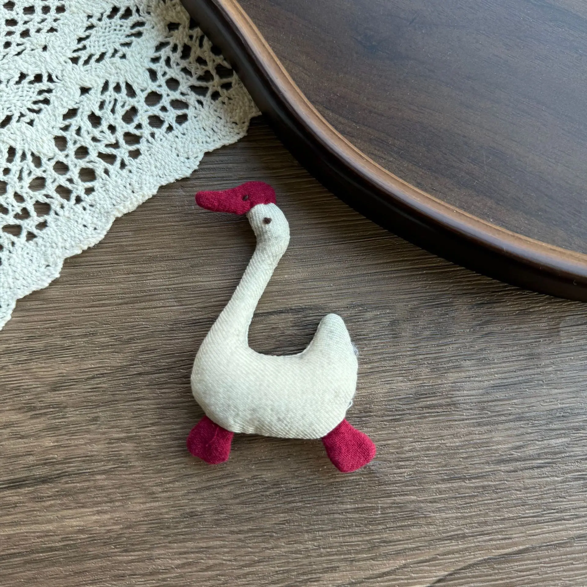 Cotton Linen Handmade Goose Brooch Pin Cute Forest Animal for Hair Bag Hat Clothing Embellishment Premium Soft