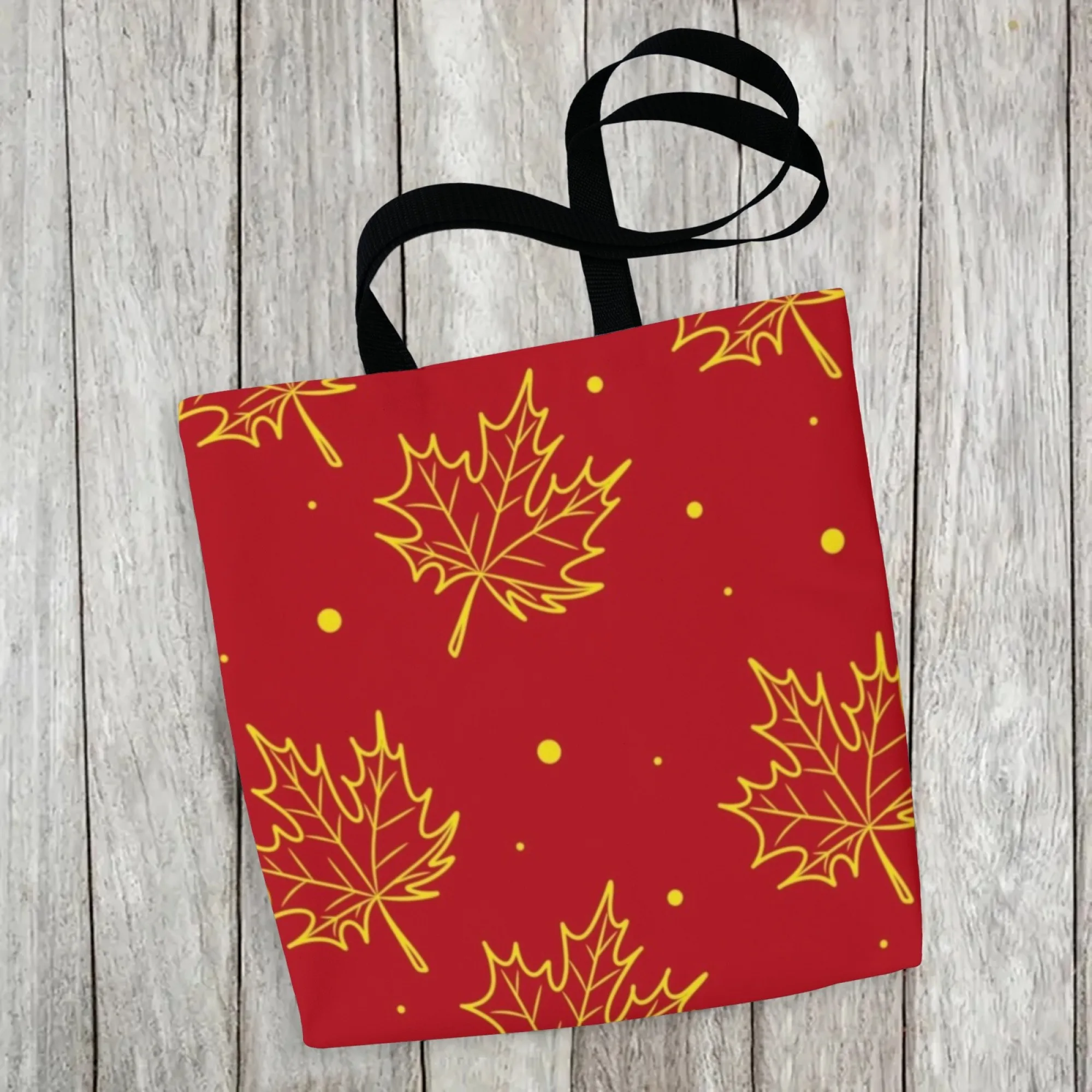 المرأة الحد الأدنى الخريف القيقب قماش حمل حقيبة الأحمر الذهبي ورقة حقيبة كتف قابلة لإعادة الاستخدام حقيبة تسوق نمط الشارع حقيبة يد دائمة