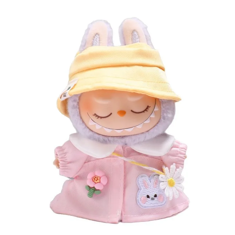 15cm/17cm Labubu I II Doll Clothing Bow Spring Outing Skirt Set Sitting Party Plush Doll Clothing Accessories