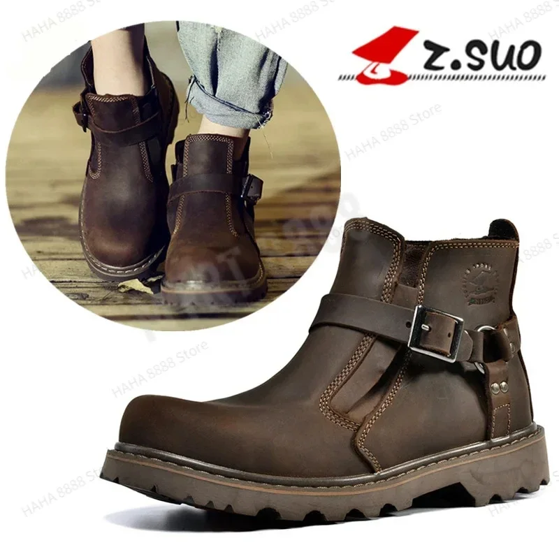 Leather Motorbike Protective Boot Lace Up Casual Shoes Outdoor Plush Warm Snow Motorcycle Boots Fashion Casual Boots for Lovers