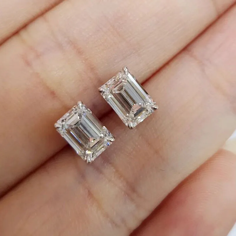 IGI Certified 0.5.1.2Carat Emerald shape Diamond Stud Earrings, VS1 Clarity D Color, P50 White Gold Lab Grown Diamond Earings