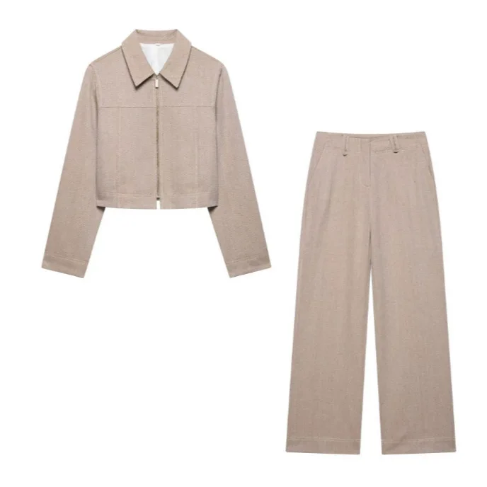Women's Style Herrings Twill Short Jacket Straight Pants Cool Sensation Three-acetate Fiber Winter Season Unbranded  Shirt