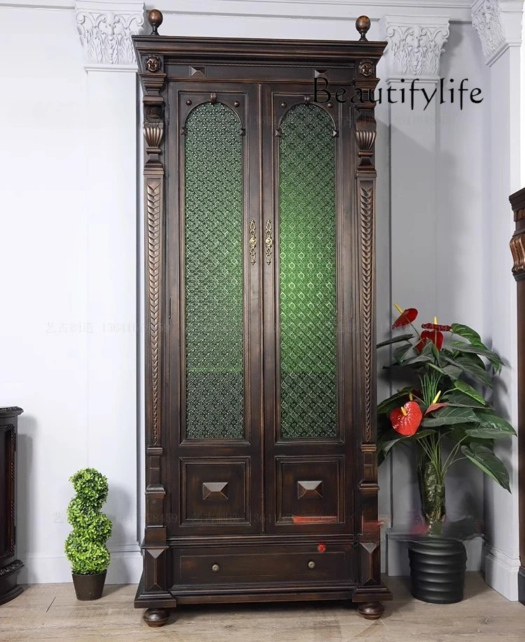 

Simple design retro solid wood tenon and mortise to make old wine cabinets, decorative cabinets, bookcases niche furniture