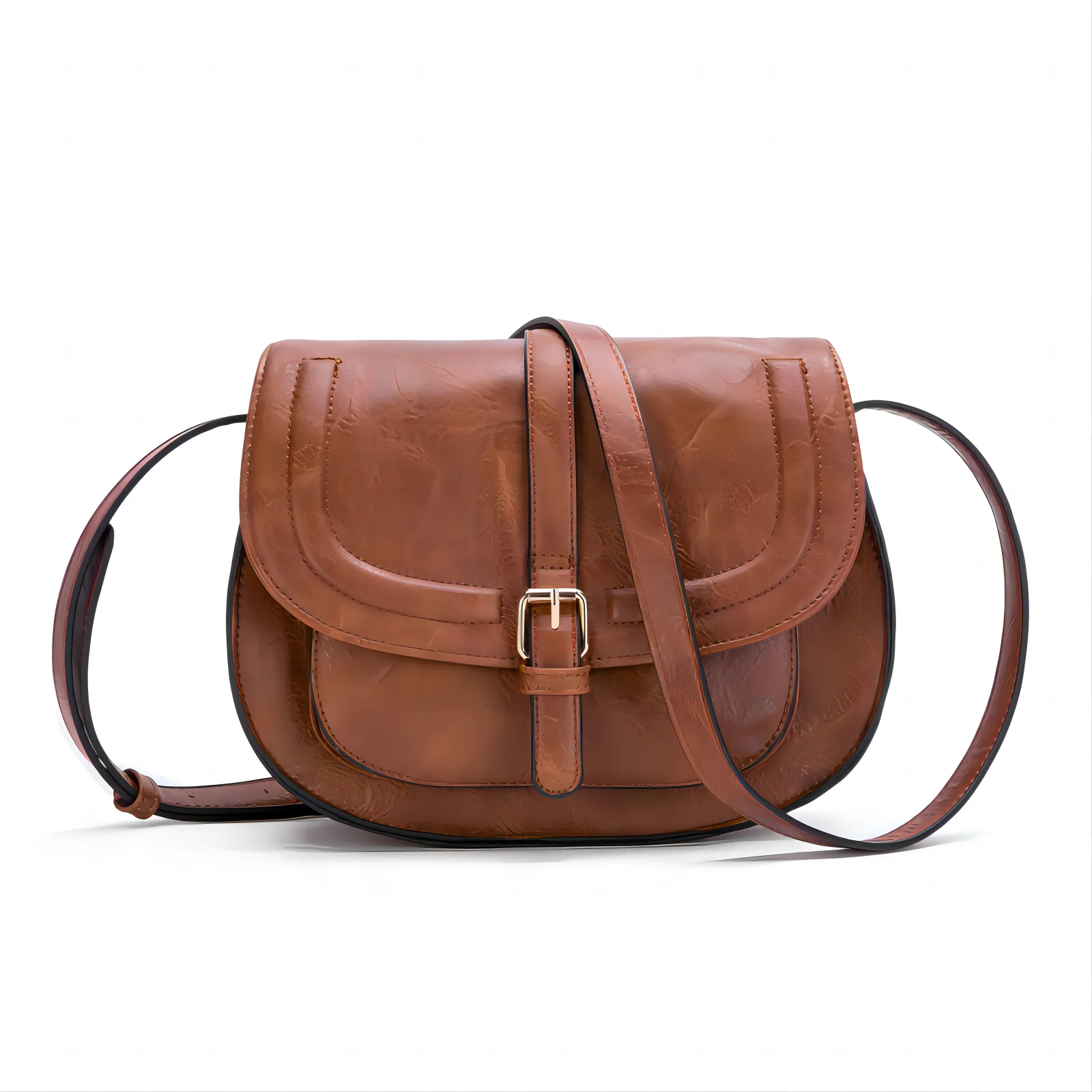 

AFKOMST Luxury Woman Shoulder Bag Stylish PU Leather Retro Saddle Bag Multifunctional Casual Female Crossbody Messenger Bag